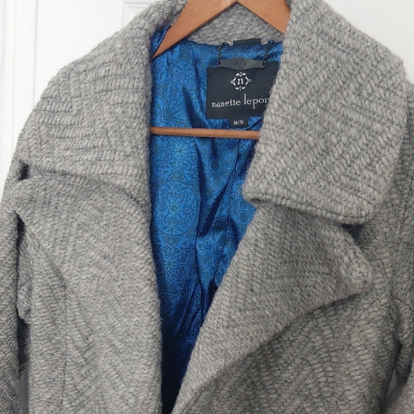 Nanette Lepore Gray Herringbone Trench Coat - Picture 5 of 10